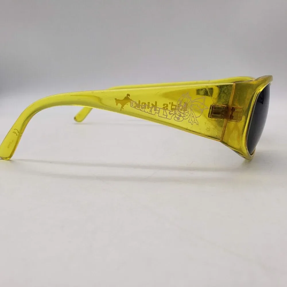 Vintage BLACK FLYS Sunglasses 'Kid's Kick' Clear Yellow VTG
